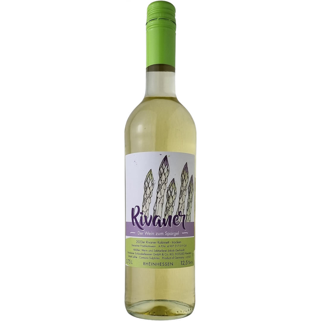 Weingut Gerhardt "Spargel" Rivaner Kabinett Alte Rebe trocken mit Spargeletikett