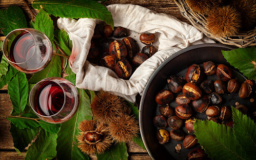 Herbstliches Traumpaar: Edelkastanien und Rotwein